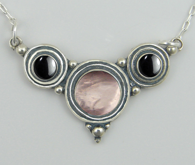 Sterling Silver Gemstone Necklace With Rose Quartz